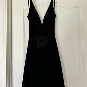 Black Plunge Neckline Midi Dress